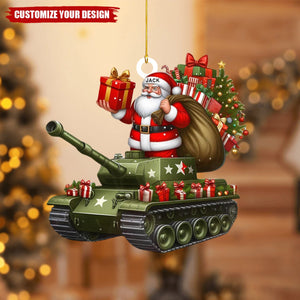 Personalized Military Tank Car with Santa Claus Christmas Ornament - 2024 New Release
