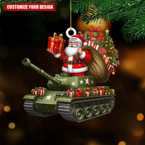 Personalized Military Tank Car with Santa Claus Christmas Ornament - 2024 New Release