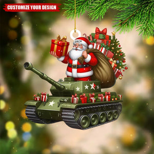 Personalized Military Tank Car with Santa Claus Christmas Ornament - 2024 New Release