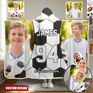 Personalized Photo Wearable Blanket Hoodie - Gift For Football,Soccer,Volleyball Lovers