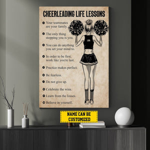 Personalized Cheerleading Life Lessons Girl Motivational Poster-Gift For Cheerleading Lovers