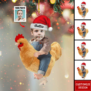 Personalized Photo Name Chicken With Kid Ornaments-Gift For Kid-2024 New Release