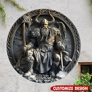 Viking - Personalized Viking Round Metal Sign