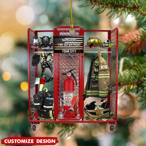 2024 New Release Personalized Firefighter Equipment Locker Room Christmas Ornament - Gift For Firefighter