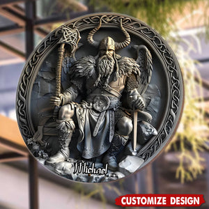 Viking - Personalized Viking Round Metal Sign