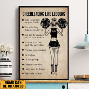 Personalized Cheerleading Life Lessons Girl Motivational Poster-Gift For Cheerleading Lovers