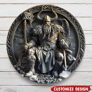 Viking - Personalized Viking Round Metal Sign