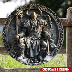 Viking - Personalized Viking Round Metal Sign
