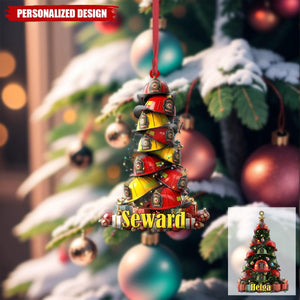 Personalized Christmas Firefighter Helmet Ornaments-Gifts For Him Dad, Fireman, Fire Fighter-2024 New Release