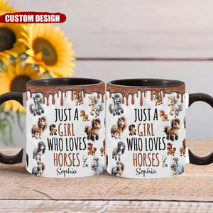 Just A Girl Who Loves Horses- Personalized Horse Accent Mug