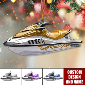 Personalized Jet Boat Ski Christmas Ornament, Skiing Jet Boat Christmas Tree Ornament - 2024 New Release
