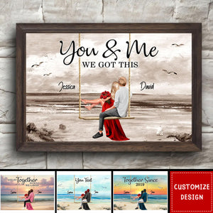Couple On Swing Beach Landscape Retro Personalized Couple Poster - Anniversary Gift For Wife,Husband