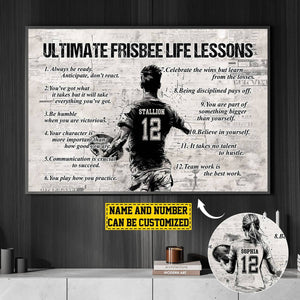 Personalized Ultimate Frisbee Life Lessons Poster- Gift For Ultimate Frisbee Lovers