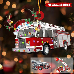 2024 New Release Christmas Tree Decor Gift For Firefighter,Personalized Fire Truck Christmas Ornament