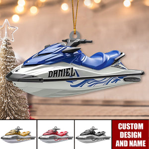Personalized Jet Boat Ski Christmas Ornament, Skiing Jet Boat Christmas Tree Ornament - 2024 New Release