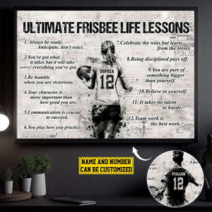Personalized Ultimate Frisbee Life Lessons Poster- Gift For Ultimate Frisbee Lovers