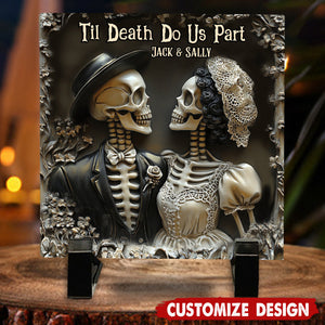 Til Death Do Us Part - Personalized Couple Square Shaped Stone With Stand - Anniversary Gift For Husband,Wife