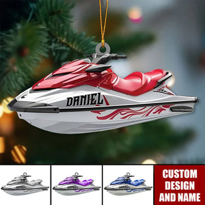 Personalized Jet Boat Ski Christmas Ornament, Skiing Jet Boat Christmas Tree Ornament - 2024 New Release