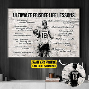 Personalized Ultimate Frisbee Life Lessons Poster- Gift For Ultimate Frisbee Lovers