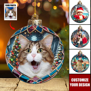 Custom Photo Christmas Good Cheer Is Found With Family Personalized Christmas Acrylic Ornament - 2024 New Release Gift For Family Members