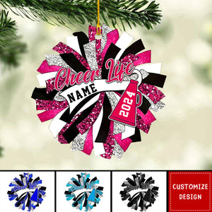 Personalized Cheerleading Pom pom Girl Christmas Ornaments