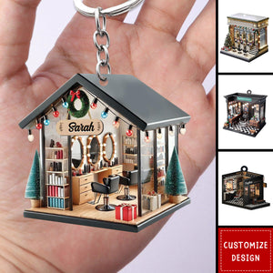 Personalized Barber Shop Keychain - Gift For Barber - 2024 New Release