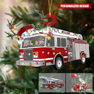 2024 New Release Christmas Tree Decor Gift For Firefighter,Personalized Fire Truck Christmas Ornament
