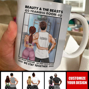 Gym Couple Beauty And The Beast's Training Center - Personalized Couple Coffee Mug