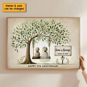 Personalized Wedding Pebble Mr & Mrs Pebble Art The Day We Got Married Poster