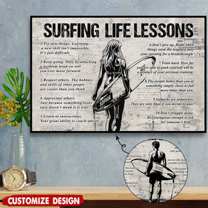 Personalized Surfing Life Lessons Poster-Gift For Surfing Lovers