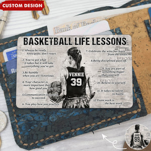 Personalized Basketball Life Lessons Wallet Card - Gift For Basketball Lovers