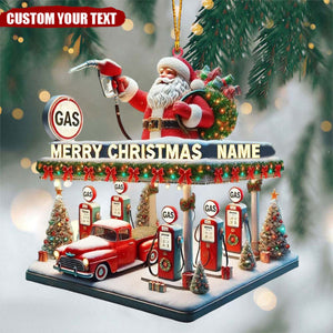 Personalized Gas Station Santa Christmas Ornament - Gift For Auto Enthusiasts - 2024 New Release