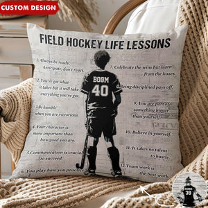 Personalized Field Hockey Life Lessons Pillow-Gift For Field Hockey Lovers