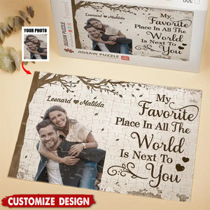 Custom Photo My Favorite Place In All The World - Personalized Jigsaw Puzzle