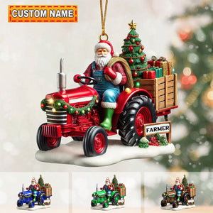 Personalized Farmer Santa Ornament on Tracto-2024 New Release