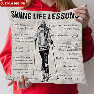 Personalized Skiing Life Lessons Pillow-Gift For Skiing Lovers