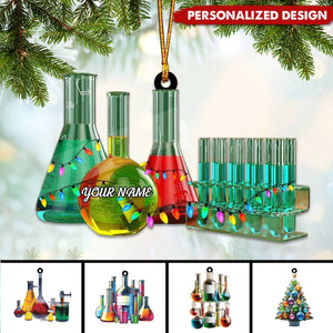 Personalized Chemistry Flask Christmas Ornament, Gift for Scientist, Science Teacher-2024 New Release