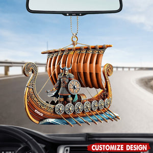 Personalized Viking Ship Car Ornament - Gift For History Enthusiasts