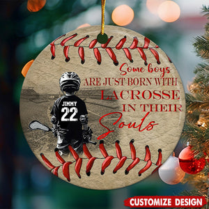 Some Boys Are Just Born With Lacrosse - Personalized Ceramic Ornament - Gift For Lacrosse Lover