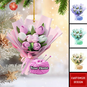 2024 New Release Personalized Knitting Flower Christmas Ornament - Gift For Crochet Lover