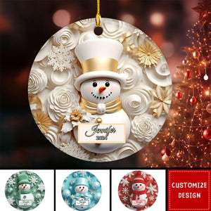 Personalized Colorful Snowman Christmas Ceramic Ornament-2024 New Release