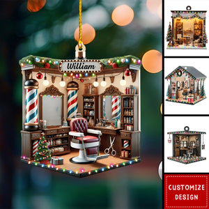 Personalized Hair Salon With Light Christmas Ornament - Gift For Hairdresser 2024 New Release
