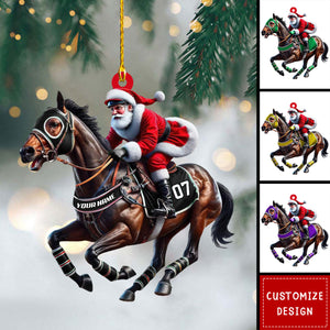 Personalized Horse Racing Santa Ornament - Gift For Equestrian Fans - 2024 New Release