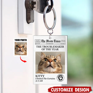 The Troublemaker Of The Year - Personalized Cat Dog Keychain - Gift For Pet Lovers