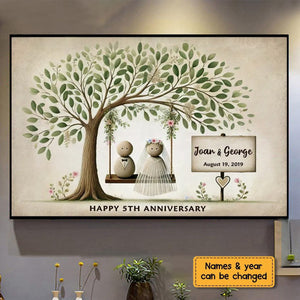 Personalized Wedding Pebble Mr & Mrs Pebble Art The Day We Got Married Poster