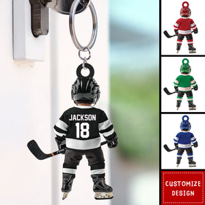 Personalized Hockey Christmas Keychain Gifts For Hockey Lover