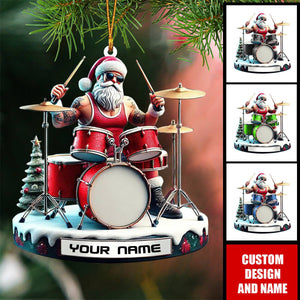 Personalized Drummer Santa Christmas Ornament - Gift For Drummer - 2024 New Release