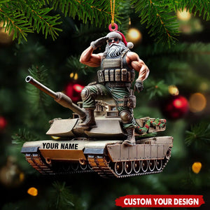 Personalized Military Santa Tank Car Ornament - 2024 New Release
