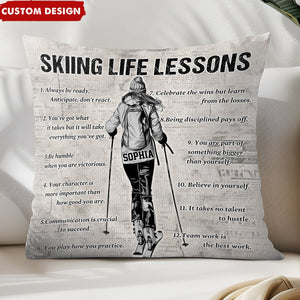 Personalized Skiing Life Lessons Pillow-Gift For Skiing Lovers