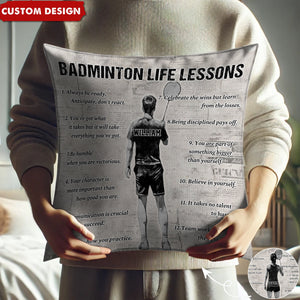 Personalized Badminton Life Lessons Pillow-Gift For Badminton Lovers